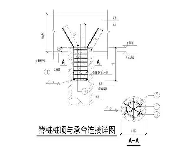 管桩桩顶与承台连接详图
