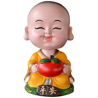 无限蓝汽车用品专营店抖音网红平安淡定小和尚汽车摆件摇头可爱个姓