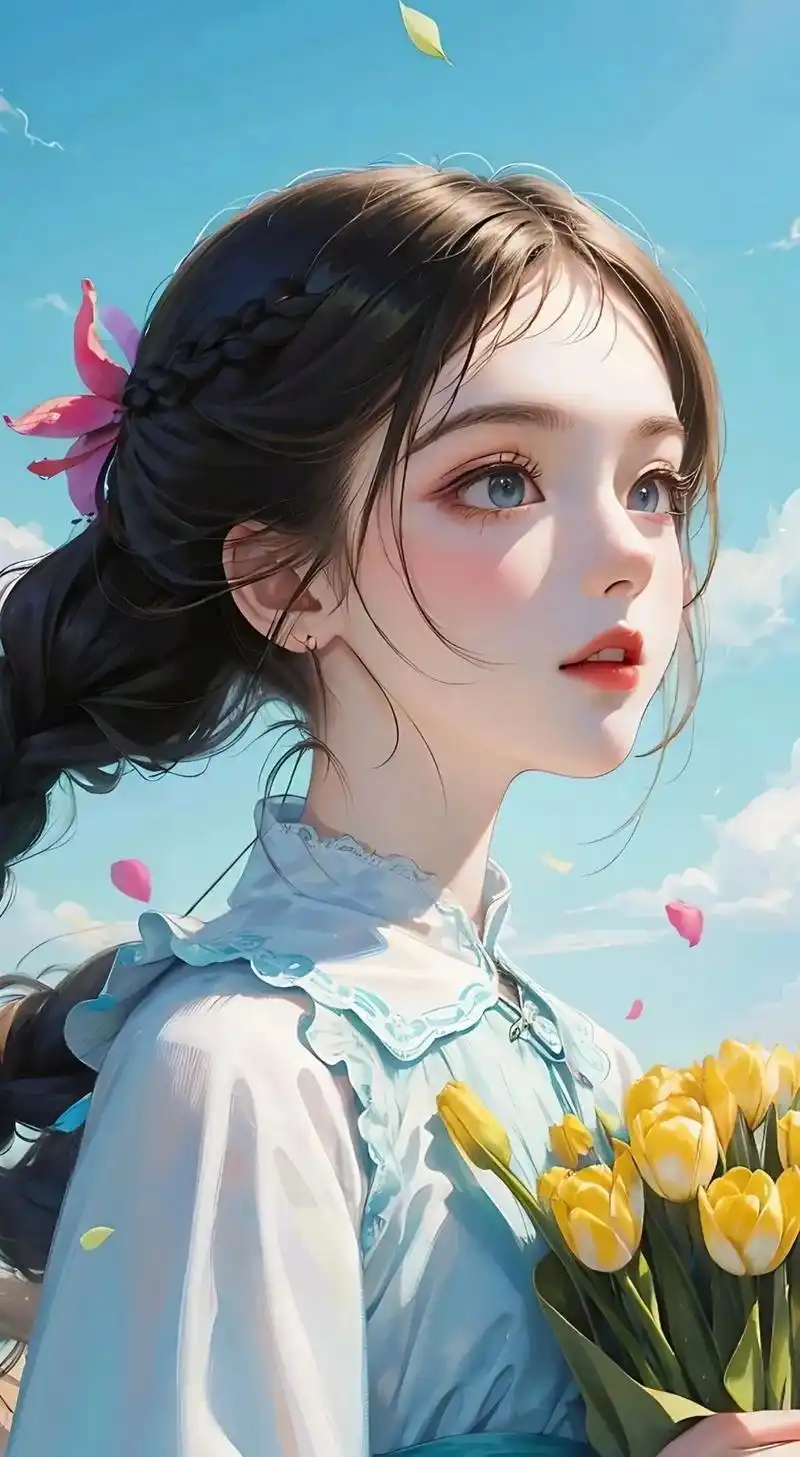 唯美好看的手捧鲜花女生头像壁纸