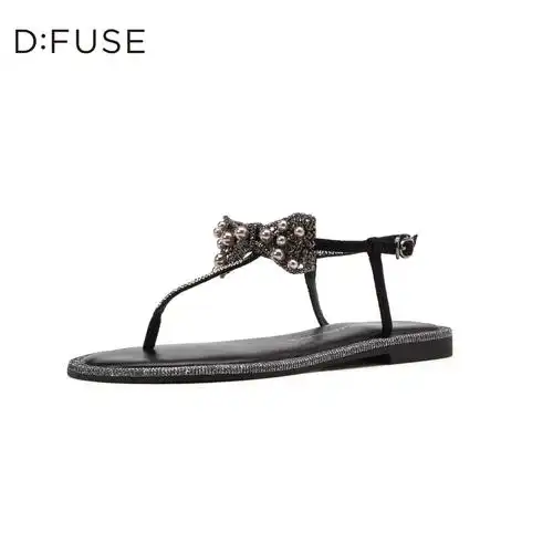 fuse芙斯夏季新款凉鞋丁字式扣带夹平底df92115169时装凉鞋