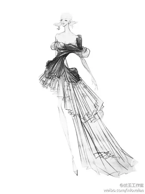 【简单黑白—线条的魅力】lan yu 2014婚纱手稿 手绘 铅笔画 等风来