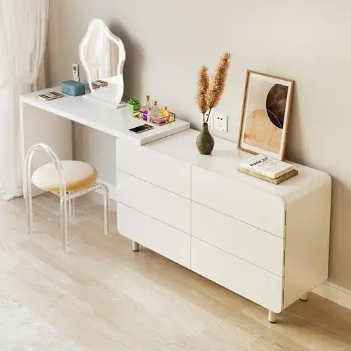 米奢gtzth2902梳妆台现代简约网红小型镜子化妆桌主卧室轻奢岩板实木