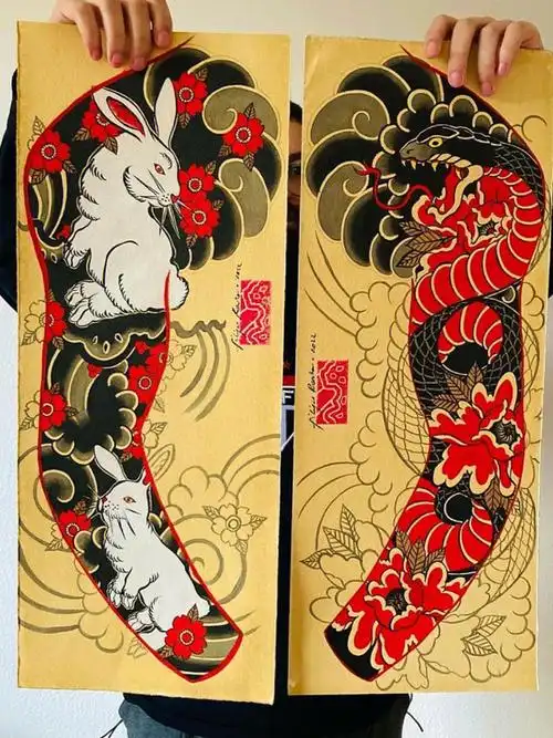 日式老传统纹身手稿分享