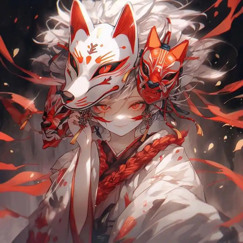 扭扭我发布的第一个作品就是狐狸面具女生头像,这次算是同类型复柯镲