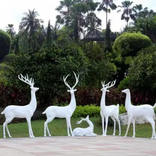 岭亿石材雕塑玻璃钢雕塑玻璃钢仿真鹿动物雕塑园林景观装饰摆件
