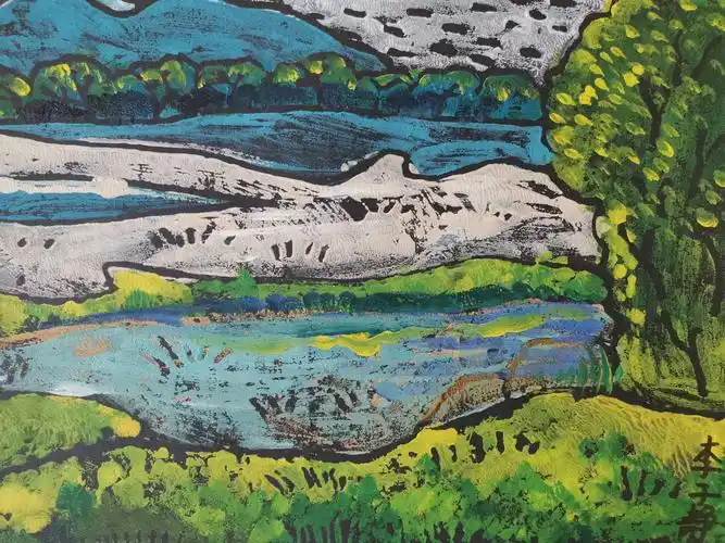 名仕色彩班10轮作品《粉印版画风景》