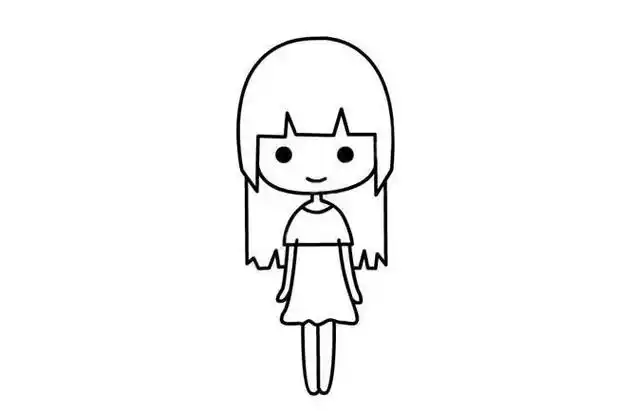 儿童简笔画两个漂亮的小女孩