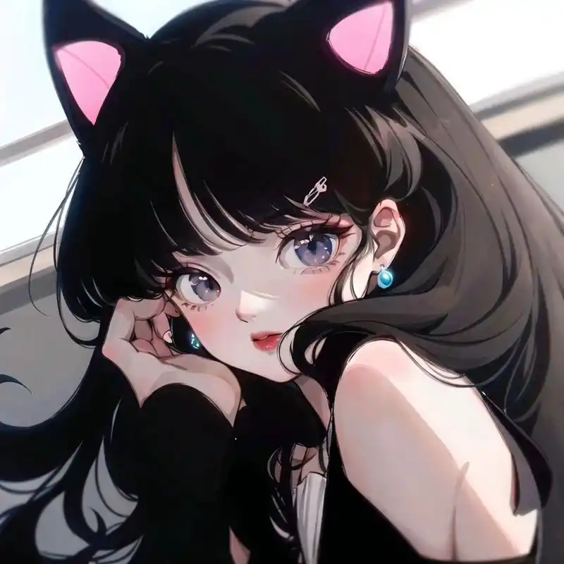 甜酷猫耳头像–旧漫画风