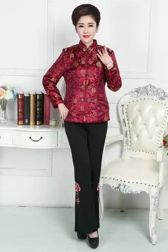 雅婷店中老年唐装女装秋冬唐装妈妈装上衣外套过节生日喜庆女士唐装