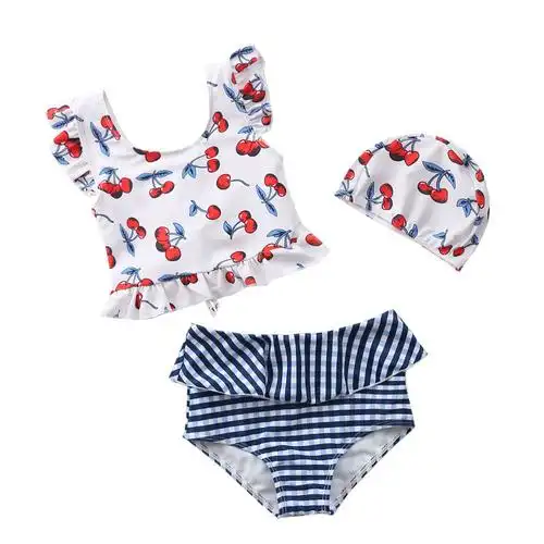 儿童泳衣女童可爱分体比基尼甜美樱桃游泳衣婴幼儿童泳装厂家直销