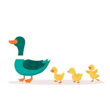 卡通鸭子妈妈带着小黄鸭图片免抠矢量素材