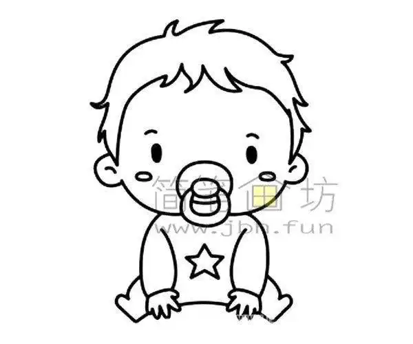 婴儿叼奶嘴简笔画 简笔画图片大全-普车都