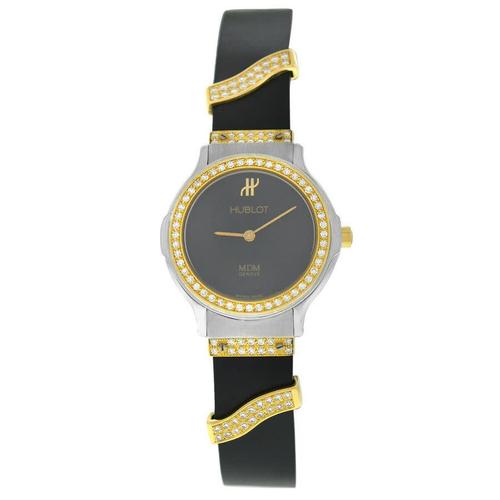 hublot女款石英表|pre-owned mdm geneve quartz diamond black dial