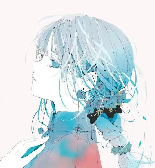【画师推荐】淡雅蓝色主调,高级厌世脸!这组平涂少女插画真是绝绝子!