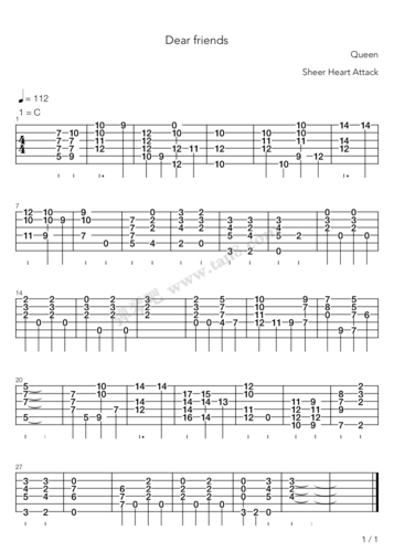 吉他谱 - dear friends