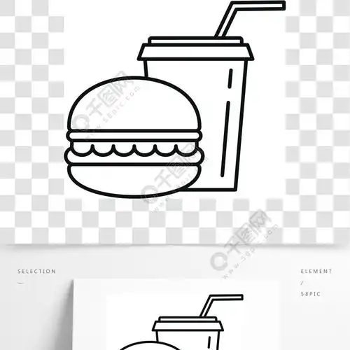 汉堡汽水杯图标概述汉堡汽水杯矢量图标在白色背景上孤立的网络设计