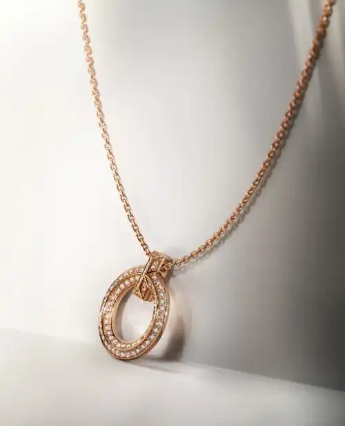 蒂芙尼t1系列18k玫瑰金铺镶钻石吊坠