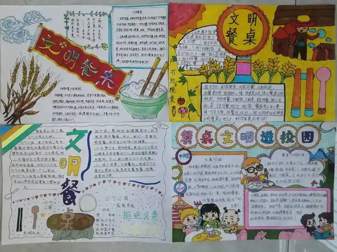 濮阳市油田第三小学开展"文明餐桌"手抄报 评比表彰活动_教育_作品