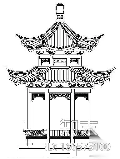 某八角亭建筑施工图施工图下载【id:166575100】