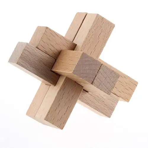 榉木经典六根鲁班 古典益智玩具孔明锁 趣味解锁礼物 十八罗汉