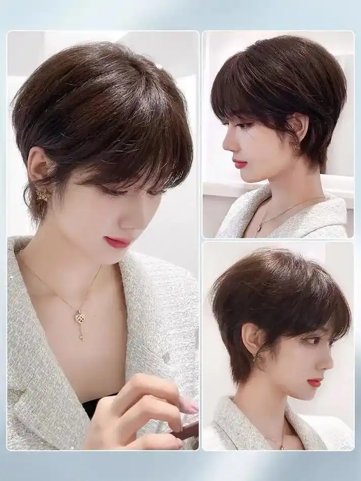 超短发假发女整顶减龄自然真发2023新款.超短发假发女整顶减 - 抖音