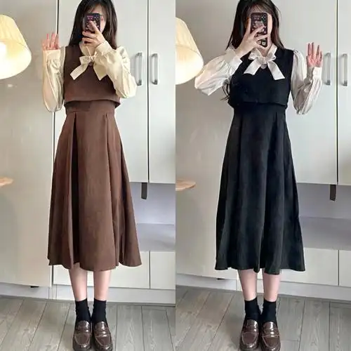 150小个子秋冬内搭中长款连衣裙超显高