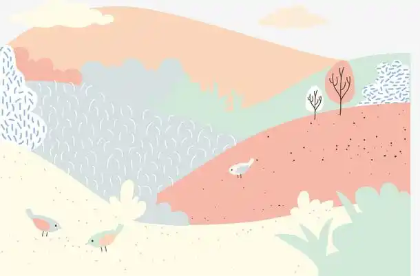 矢量山坡风景插图免抠素材免费下载_觅元素51yuansu.com