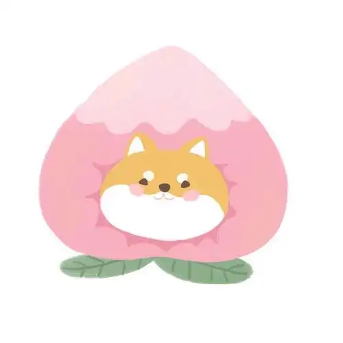 桃子柴犬头像插画