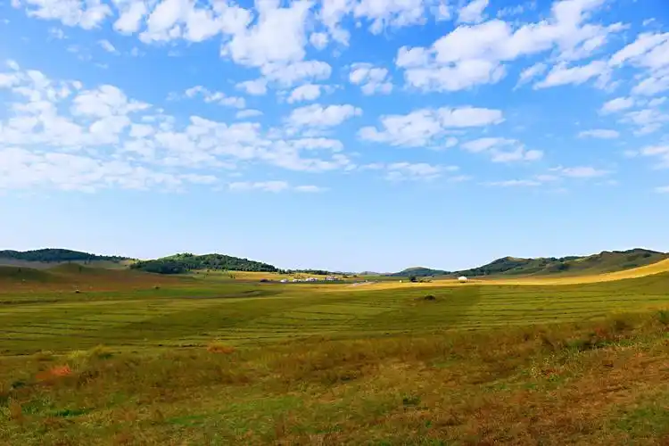 蓝天白云,风景秀丽,尽显坝上草原的迷人风光
