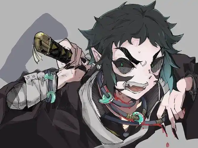 狯岳|半九郎的鬼灭之刃插画图片