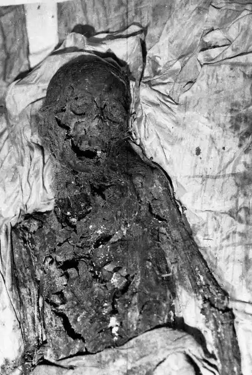 慈禧遗骸 嘴角破损处为孙殿英盗取夜明珠所致这次开棺的结果验证了