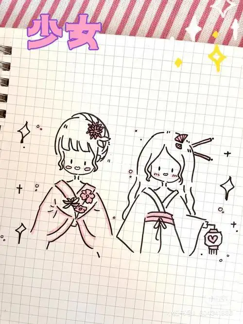 简笔画 闺蜜今日份可爱头像闺蜜姐妹女生简笔画头像93 三天一更三人