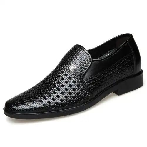 卡森亚新款防滑软底真皮商务休闲皮鞋凉鞋男士夏季透气镂空洞洞鞋隐形