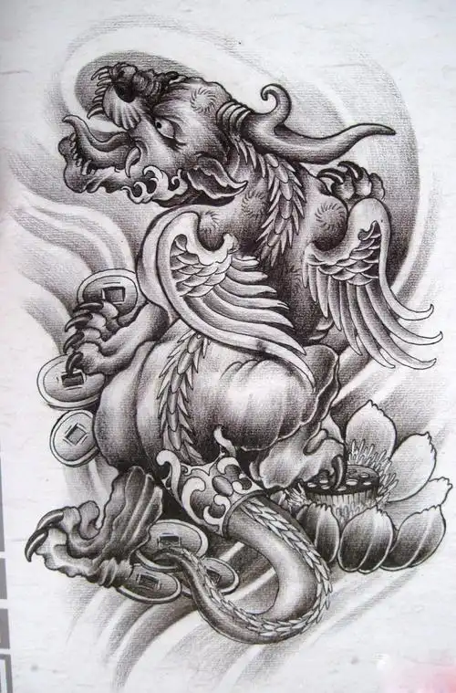 纹身图案的寓意3d立体貔貅纹身图案及手稿素材_泉州晋江纹身店哪里最