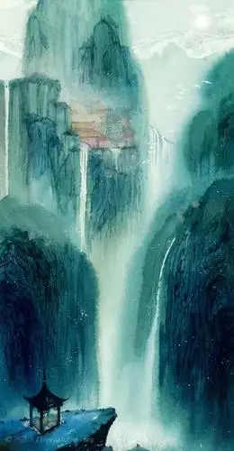 古风美景水彩插画林花扫更落径草踏还生