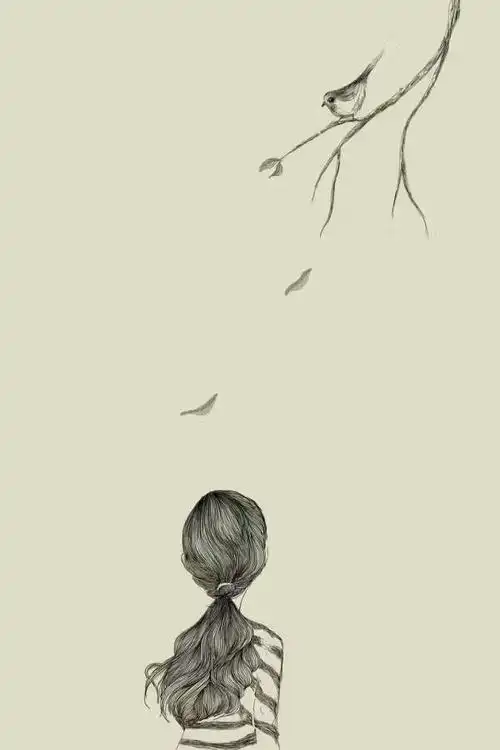 手绘 清新 森系 手机壁纸 锁屏 油画 孤单 女生 落寞 孤寂 忧伤 唯美