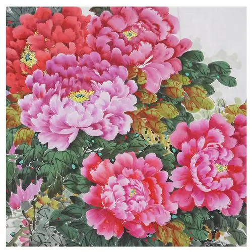 (朝鲜)大尺幅1.7米金玉成《花开富贵》平壤美术大学星朝画廊