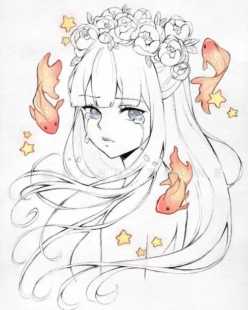 超美的动漫线稿素材练习上色素材