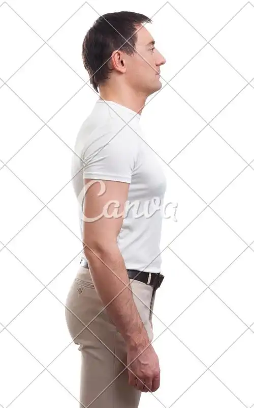 男人抠图白色背景t恤休闲装摄影侧面像成年的男性