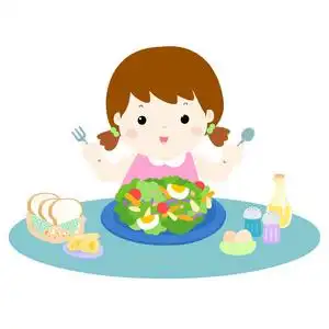 女孩,爱吃新鲜 veggetable 矢量图照片