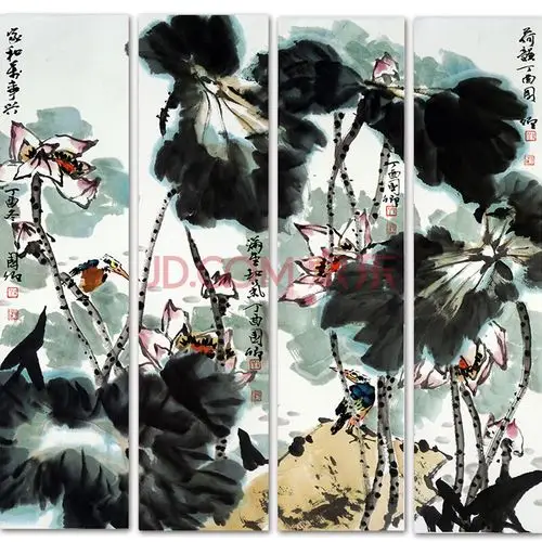 中美协会员李苦禅入室弟子 刘国卿《花鸟四条屏》