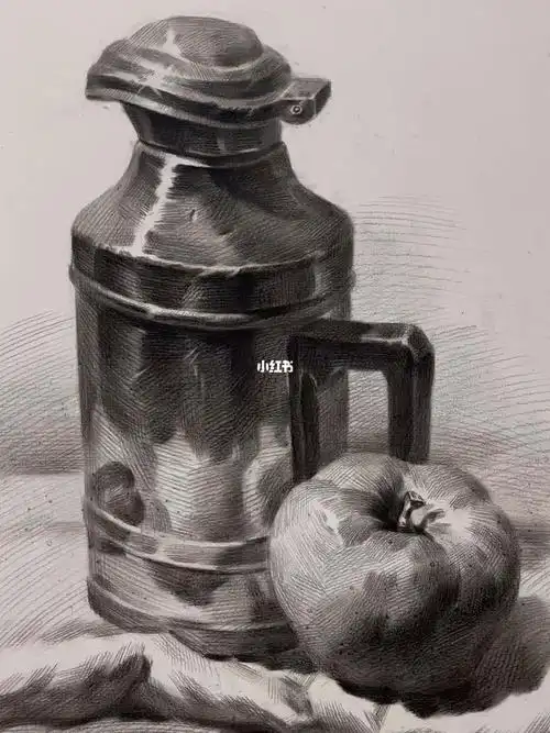 素描不锈钢苹果组合静物视频步骤