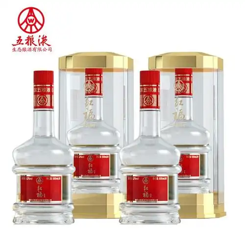 五粮液红福千里江山 52度浓香型高度白酒绿豆酒500ml亚克力礼盒装附礼