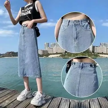 学院风春季新款2024高腰减龄牛仔百褶裙女短裙百搭显瘦宽松半身裙