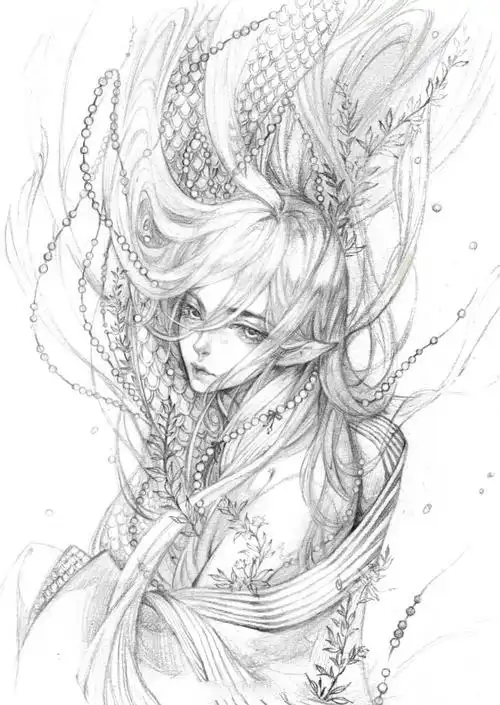 100张唯美古风女子手绘线稿超全女子古风线稿图集