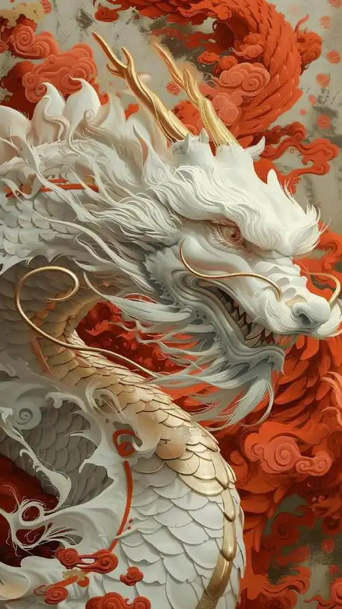 新年壁纸接龙#霸气中国龙 鎏金白龙壁纸  苍龙破浪,势不可挡!