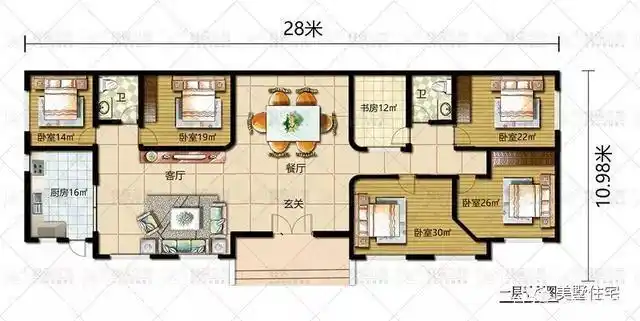五室两厅的一层,气势完全不输豪宅