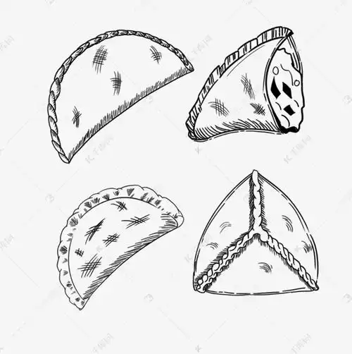 手绘线条肉馅卷饼