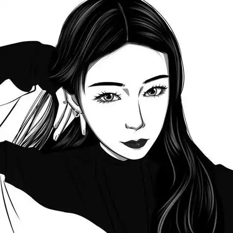 手绘头像一组黑白系女头