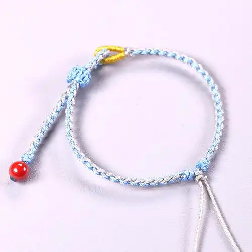 新款简约原创细款四股辫四股编织半成品手绳可穿珠编绳红绳手链绳